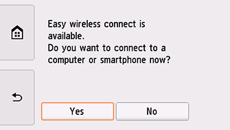 Pantalla Conexión inalámbrica fácil: seleccionar Sí
